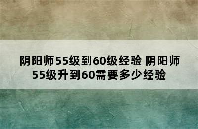 阴阳师55级到60级经验 阴阳师55级升到60需要多少经验